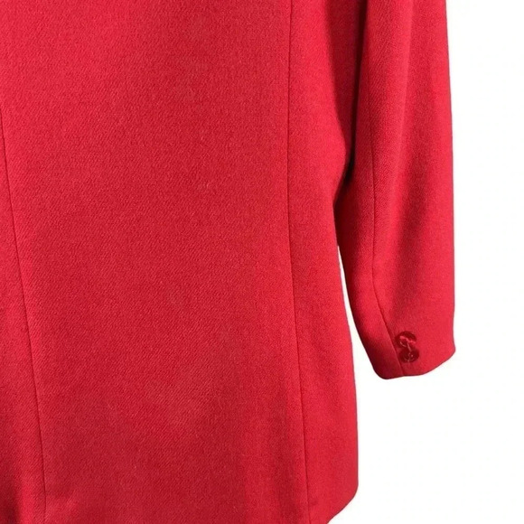 DUMAS Womens Sz XL 100% Pure Wool Blazer Lined Holiday Red Career Wear Old Money - Picture 7 of 16
